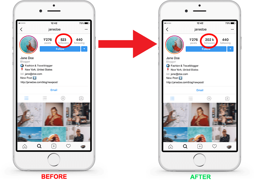 before and after follower growth