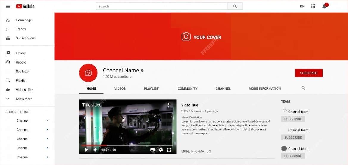 YouTube interface